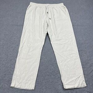Dandy Del Mar Pants Men's XL Ivory Linen Airy Drawstring Stretch Coastal Preppy